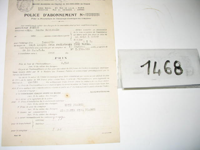 Collection ASPEG, pièce numéro 1468 : Police d'abonnement