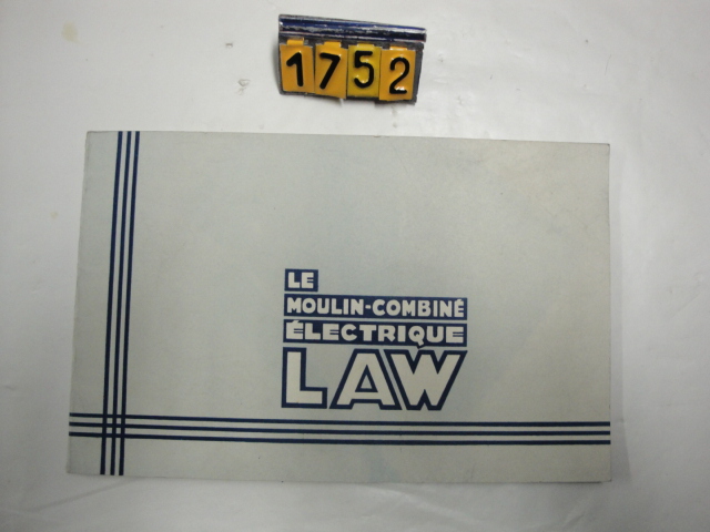  Collection ASPEG, pièce numéro 1752 : Notice moulin combiné électrique LAW