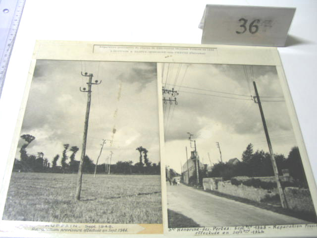  Collection ASPEG, pièce numéro 36 : Photo Réparation provisoire sur poteau (CAEN)