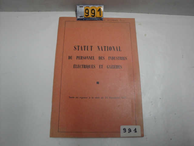  Collection ASPEG, pièce numéro 991 : Statut du personnel EDF//GDF