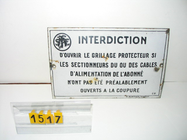  Collection ASPEG, pièce numéro 1517 : Plaque signalitique Consigne d'exploitation